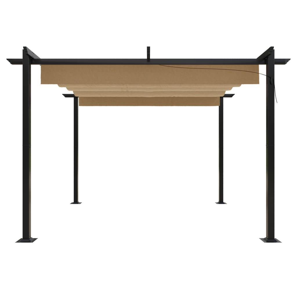 Tuinprieel – Tuinscherm – Prieel – Pergola – Tuinoverkapping – Uitschuifbaar Dak – Gepoedercoat Staal – 3x3m – Taupe