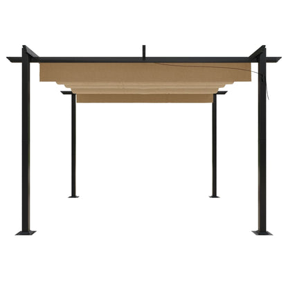 Tuinprieel – Tuinscherm – Prieel – Pergola – Tuinoverkapping – Uitschuifbaar Dak – Gepoedercoat Staal – 3x3m – Taupe