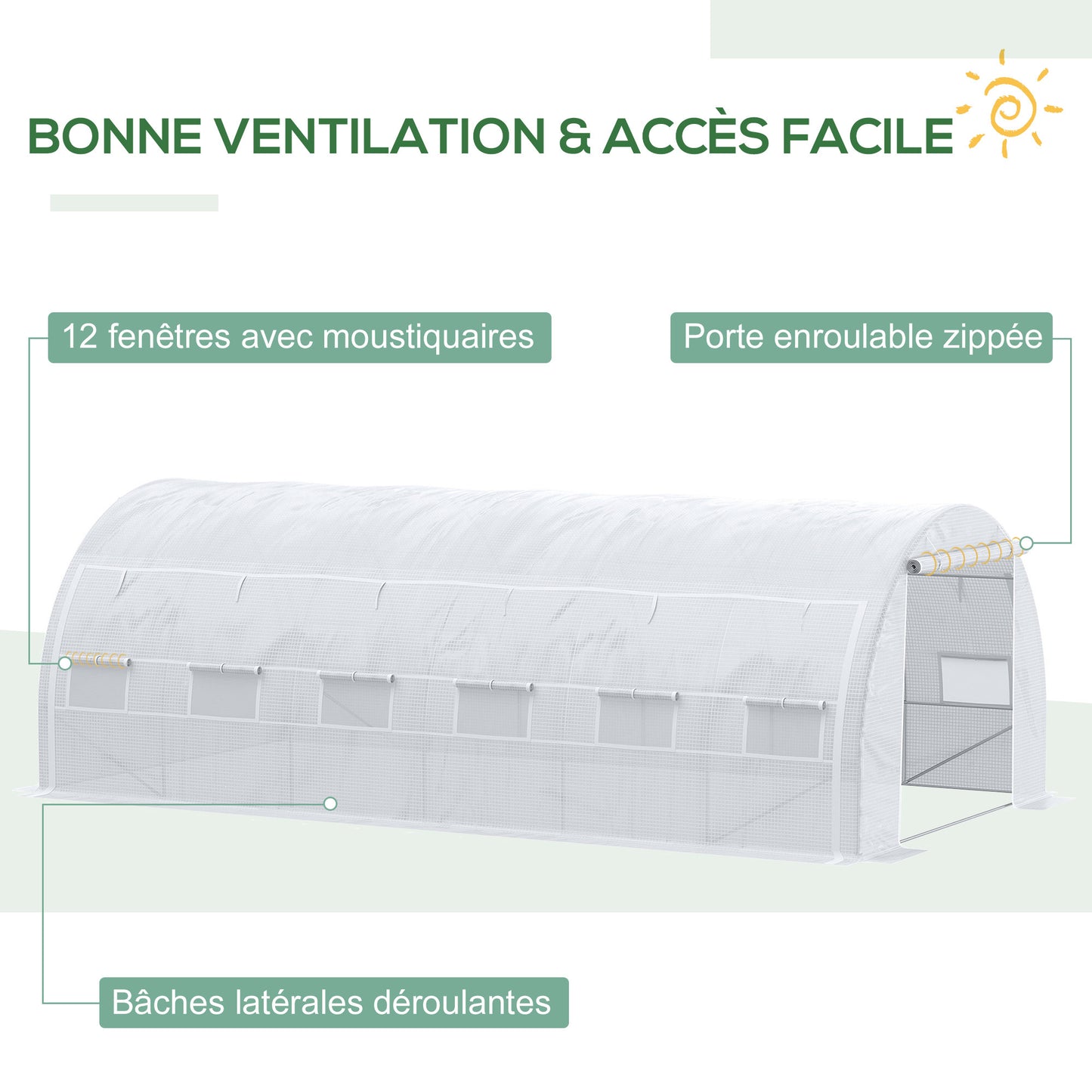 Tuinhuisje – Tuinkas – Kas – Kweekkas – Serre – 18 m² – Gegalvaniseerd Stalen Frame – UV-bestendig PE-zeil wit