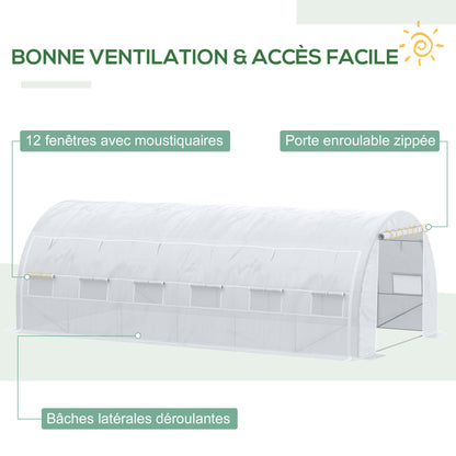 Tuinhuisje – Tuinkas – Kas – Kweekkas – Serre – 18 m² – Gegalvaniseerd Stalen Frame – UV-bestendig PE-zeil wit