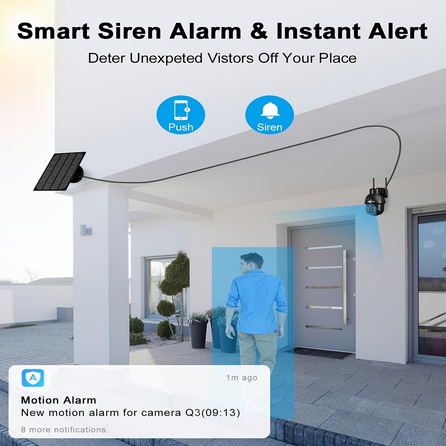 Beveiligingscamera – Draadloze Camera – Zonnecamera – Slimme Beveiliging – 360° Draaibaar – 3MP HD Resolutie - set van 4 Stuks