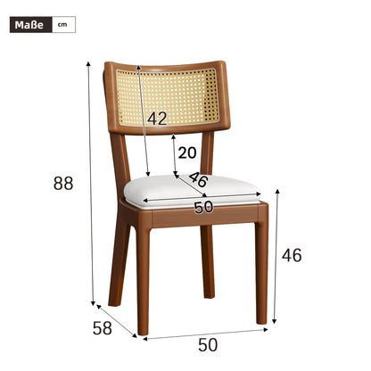 Rotan Stoel – Eetkamerstoel – Bistrostoel – Rieten Stoel – Rattan Stoel – Set Van 2 – Ademend En Comfortabel – Linnen Bekleding Champagne