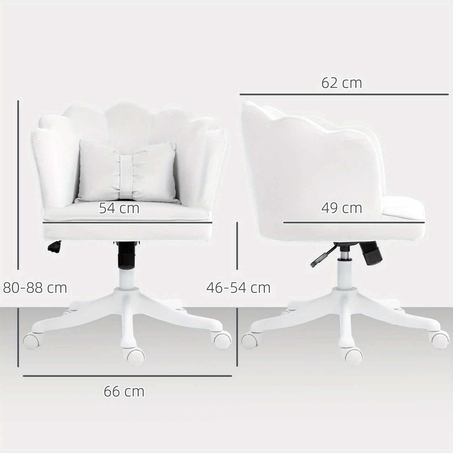 Bureaustoel – Office Chair – Desk Chair – Make-up Stoel – Draaistoel – Hoogte Verstelbaar – Schommelfunctie – Gestoffeerde Kussens – Brede Zitting – Wit