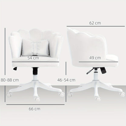 Bureaustoel – Office Chair – Desk Chair – Make-up Stoel – Draaistoel – Hoogte Verstelbaar – Schommelfunctie – Gestoffeerde Kussens – Brede Zitting – Wit