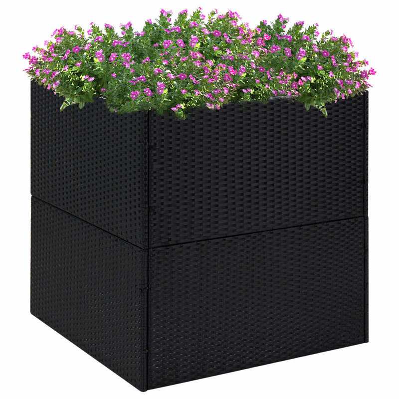 Plantenrek – Plantenstandaard – Bloemenrek – Plantentafel – Plantenhouder – Polyrattan – Weerbestendig – 80x80x80 cm – Zwart