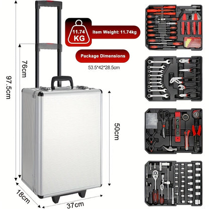 Gereedschapsset – Toolset – Klusset – Handgereedschap – Steeksleutelset – 799-delige Set – Rollende Aluminium Koffer – Met Torx, Metrisch en Imperiaal