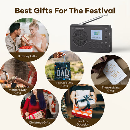 Portable FM/DAB Radio, Shortwave Radio With 40 Presets, LED Light, LCD Display, Strong Reception Battery Operated By 3AA Batteries Or AC Power, Big Speaker, Earphone Jack For Gift, Elder, Home