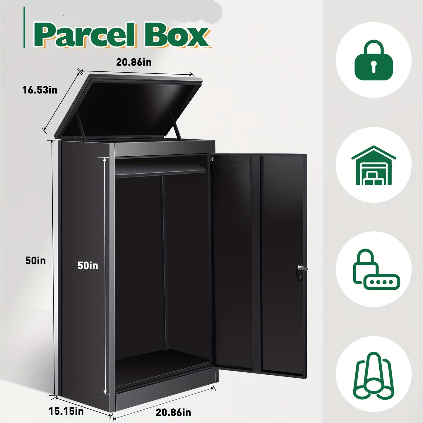 Brievenbus – Pakketbrievenbus – Wandbrievenbus – Pakketbox – Postbus – Staal – Groot Formaat 53x42x127 cm – Inclusief Slot