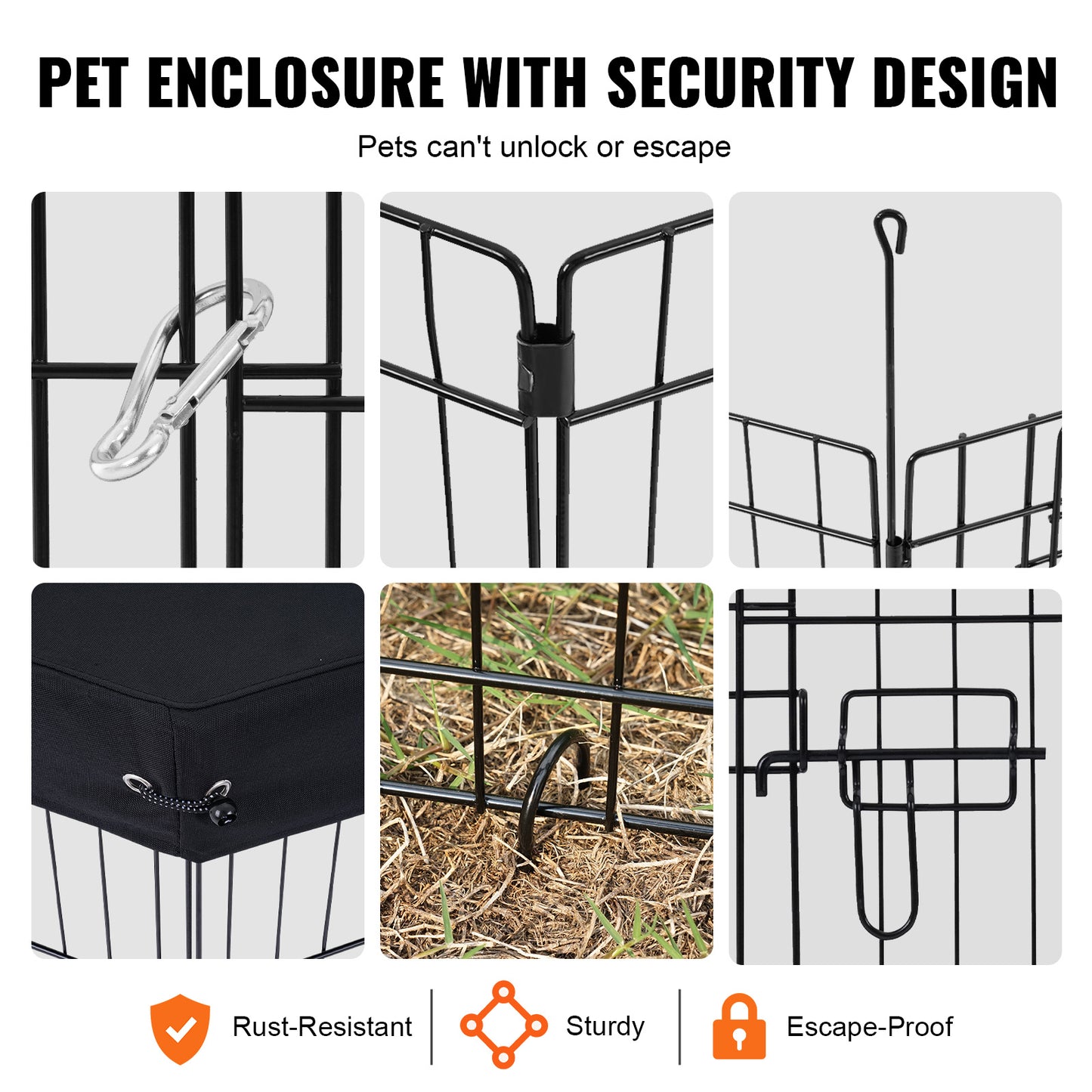 Hondenren – Puppyren – Hondenkennel – Dierenren – Opvouwbaar – 8 Panelen 76 cm Hoog – Met Ventilerende Topcover