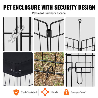 Hondenren – Puppyren – Hondenkennel – Dierenren – Opvouwbaar – 8 Panelen 76 cm Hoog – Met Ventilerende Topcover