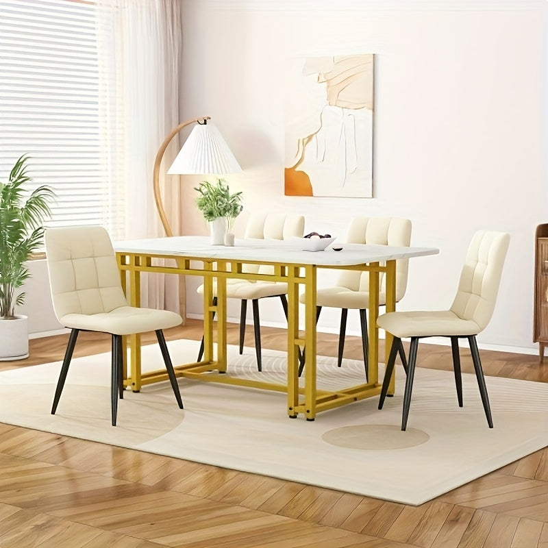 Eettafel – Tafel – Dinertafel – Keukentafel – Minimalistische Tafel – Wit Metalen Frame – Strak Industrieel Design