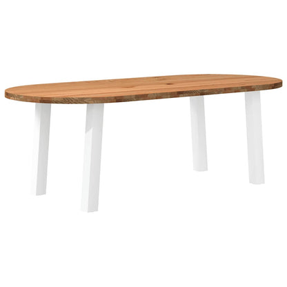 Eettafel Massief Eikenhout – Tafel – Dinertafel – Houten Tafel – Eetkamertafel – Wit – 240x100x74 cm – Robuust En Duurzaam – Met Metalen Poten
