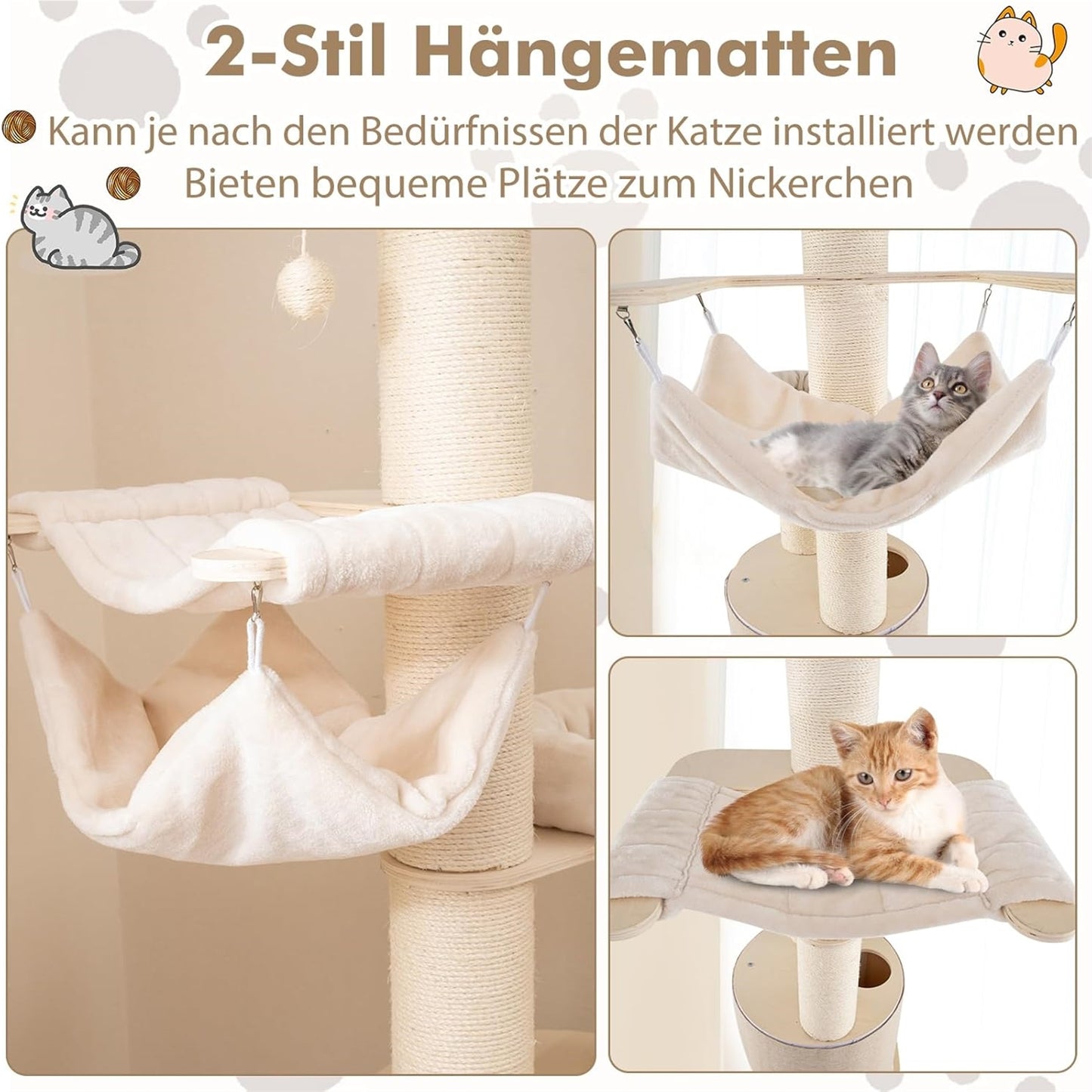 kattenboom – krabpaal – kattenmeubel – kattenhuis – kattencondo – 187 cm hoog – duurzaam hout en sisal krabmat