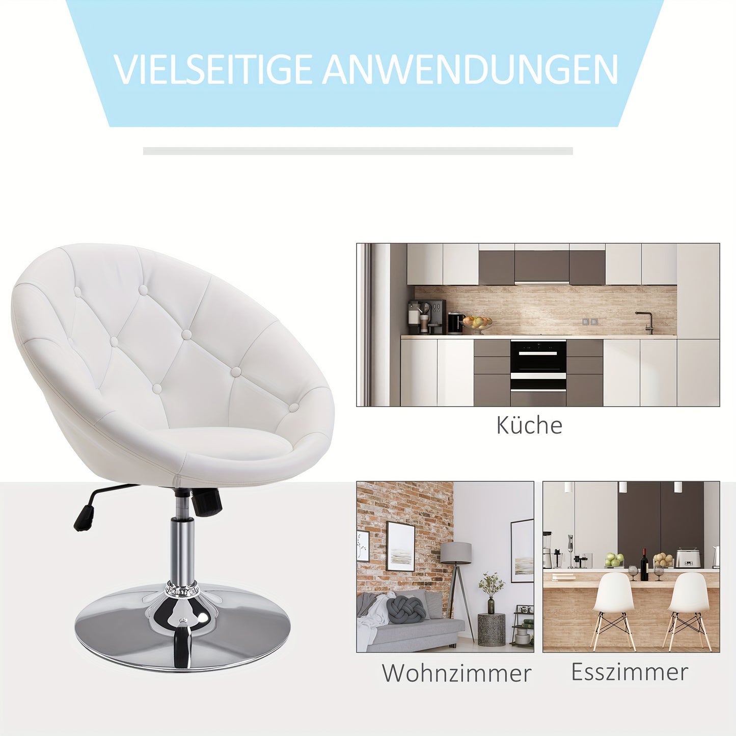 Bureaustoel – Werkstoel – Draaistoel – Bureaustoel Met Wielen – Bureaustoel Verstelbaar – 360 Graden Draaibaar – Metalen Frame – Comfortabele Katoenen Zitting – Wit
