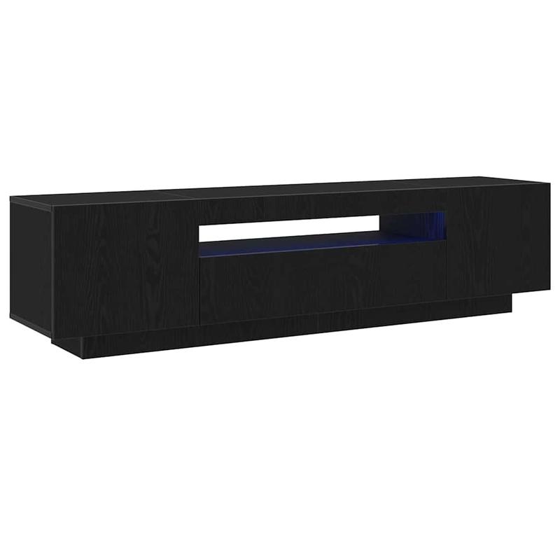 TV-Meubel – TV-Kast – Entertainmentcenter – Mediaconsol – Opbergmeubel – Zwarte Houtlook – 160x35x40 cm – Geschikt Tot 65 Inch