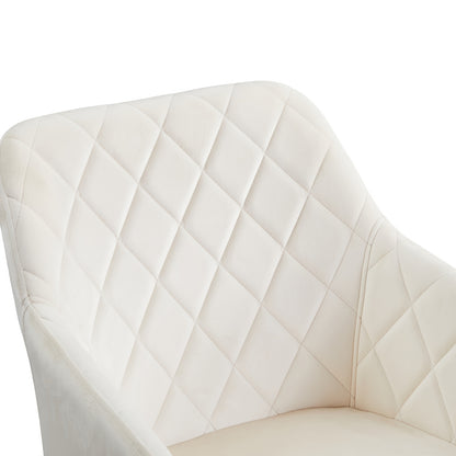 Eetkamerstoel – Stoel – Kuipstoel – Keukenstoel – Woonkamerstoel – Set van 2 – Velvet Bekleding – Met Armleuningen en Metalen Onderstel – Beige
