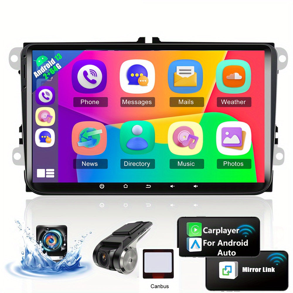 Autoradio – Multimedia Systeem – 2 Din Navigatie – Android Autoradio – 9 Inch Touchscreen – Android 13 Systeem – 2GB RAM + 64GB Opslag – GPS Navigatie & Draadloos CarPlay