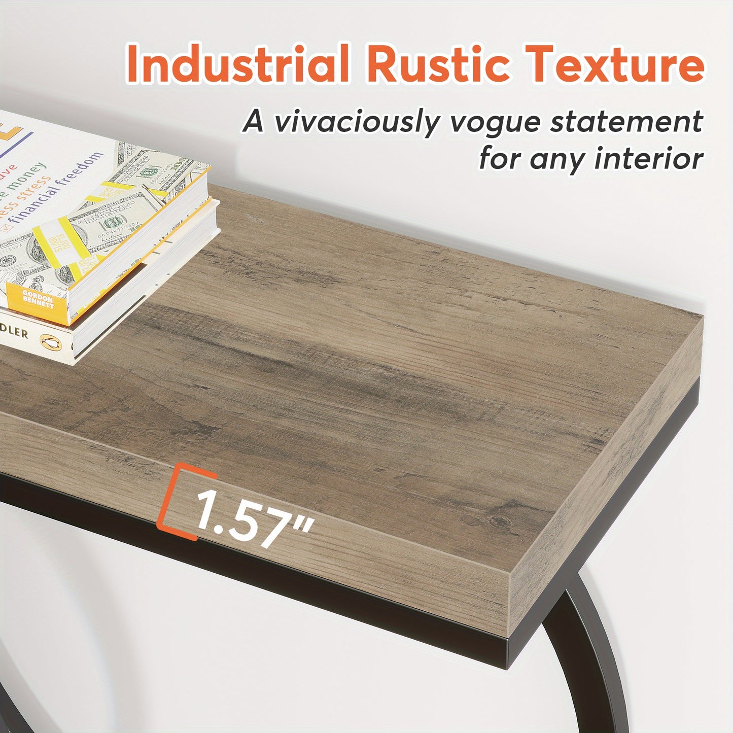 Sidetable – Smalle Tafel – Halconsole – Sofa Tafel – Wantafel – Vintage Grijs – Ruimtebesparend Ontwerp – Stevig Metalen Frame