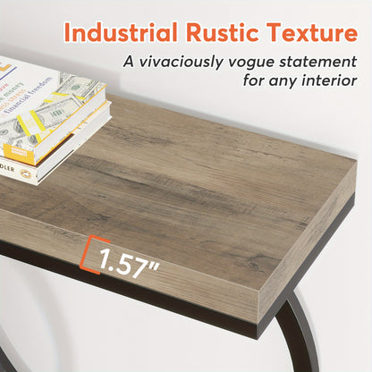 Sidetable – Smalle Tafel – Halconsole – Sofa Tafel – Wantafel – Vintage Grijs – Ruimtebesparend Ontwerp – Stevig Metalen Frame