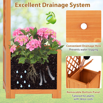 Tuinboog – Houten Boog – Klimplanten Boog – Pergola Tuin – Plantentunnel – Natuurlijk Vurenhout – Met Plantenbakken en Drainage – 201 cm Hoog