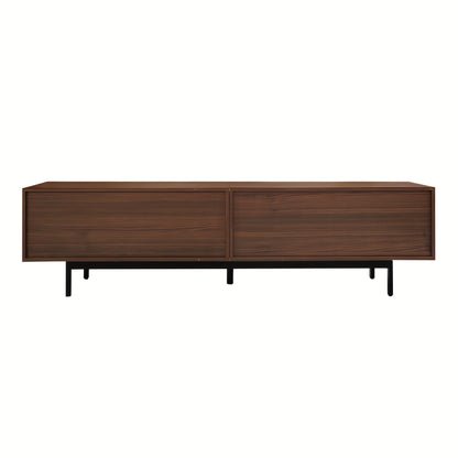 TV Meubel – TV Kast – Lowboard – Dressoir – Entertainment Unit – Hardhout & MDF – Gehard Glas Deuren – Gesneden Reliëf Design