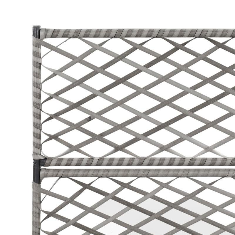 High quality flower rackRaised Trellis Bed 3 Pots 83x30x130cm Polyrattan Gray