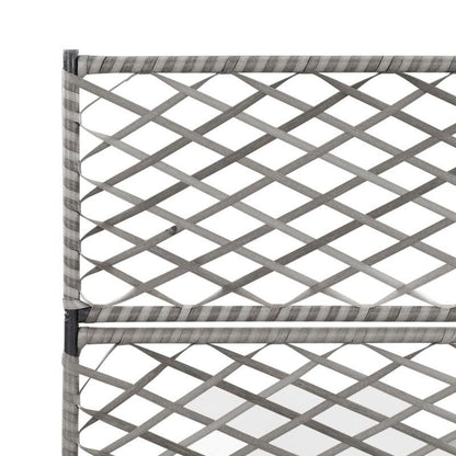 High quality flower rackRaised Trellis Bed 3 Pots 83x30x130cm Polyrattan Gray