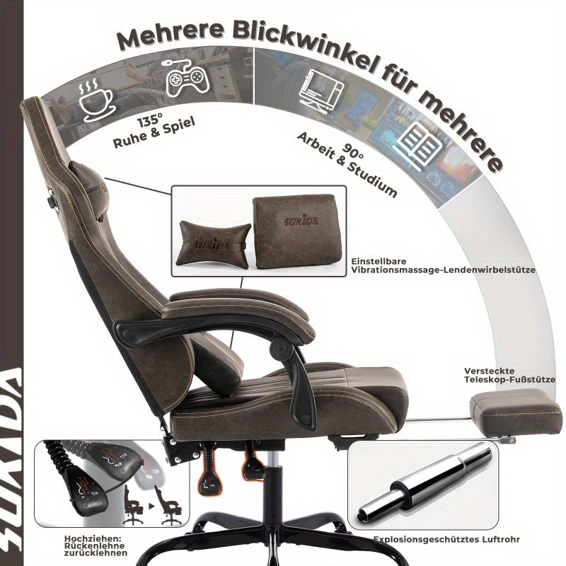Gamingstoel – Gamestoel – Gaming Chair – Game Stoel – Computerkantoorstoel – Ergonomische Rugleuning – Duurzaam PVC – Max. 150 kg Belastbaar