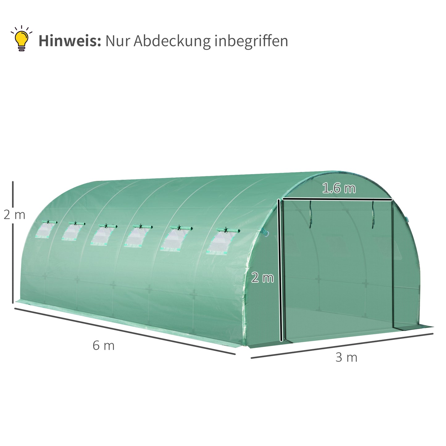Kassenfolie – Broeikasfolie – Tuinfolie – Foliekas – Kasbedekking – Waterdicht PE Materiaal – UV-Bestendig 600x300x200 cm