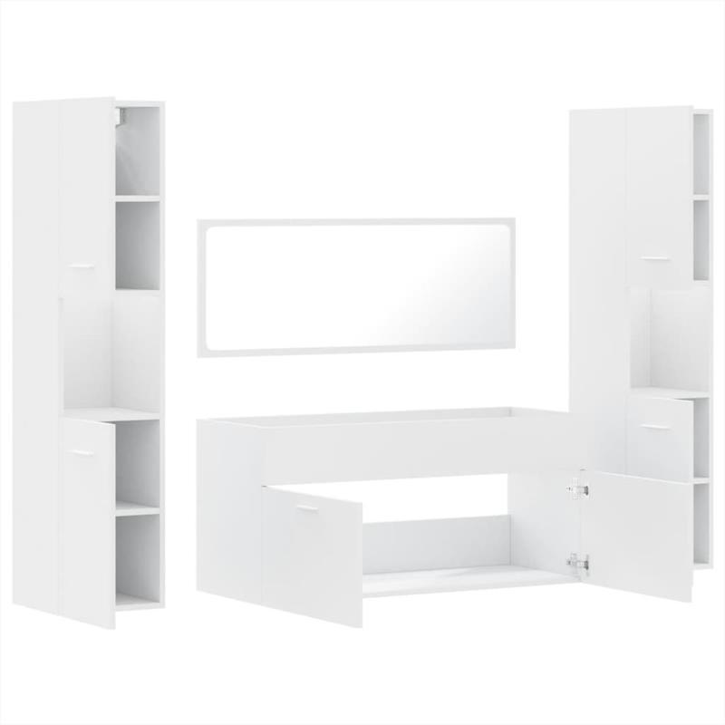 Badkamermeubel Set – Badkamerkast – Wastafelmeubel – Opbergmeubel – Toiletkast – Wit – Waterbestendig – Vochtbestendig
