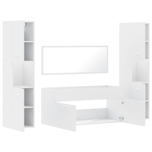 Badkamermeubel Set – Badkamerkast – Wastafelmeubel – Opbergmeubel – Toiletkast – Wit – Waterbestendig – Vochtbestendig