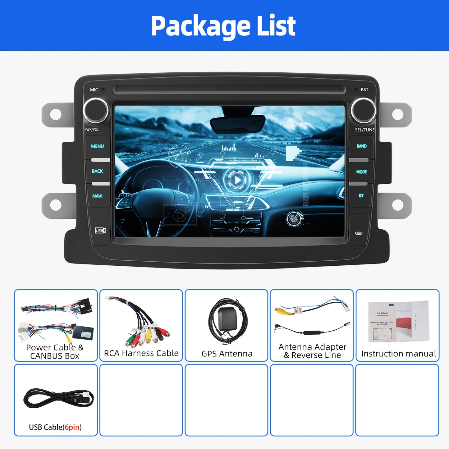 Multimedia Autoradio – Auto Radio – Car Stereo – Head Unit – Multimedia Speler – 7 Inch HD Touchscreen – Android 15 Met Wireless CarPlay & CANbus Integratie