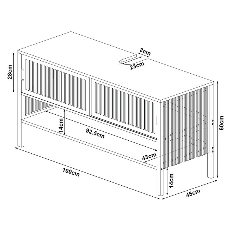 Onderkastje badkamer – wastafelmeubel – kommenkast – badkamerkastje – badkamermeubel – compact design – duurzaam hout – 60x100x45 cm
