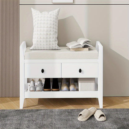 Schoenenbank – Schoenenrek – Zitbank – Opbergbank – Schoenenkast – Modern Wit Design – Gestoffeerd Zitvlak – MDF Hout Stabiel
