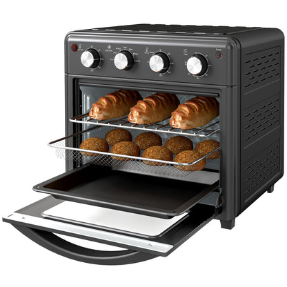 Mini Oven – Airfryer – Heteluchtoven – Tafeloven – Elektrische Oven – Zwart – 7 Kookprogramma’s – Temperatuur 90-230°C