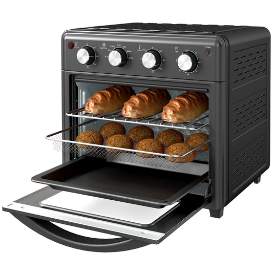 Mini Oven – Airfryer – Heteluchtoven – Tafeloven – Elektrische Oven – Zwart – 7 Kookprogramma’s – Temperatuur 90-230°C