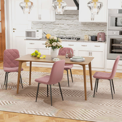 Eetkamerstoelen – Stoelen – Kuipstoelen – Eettafelstoelen – Armstoelen – Fluweel – Met Rugleuning – Set van 4 – Roze – 45x54x87 cm