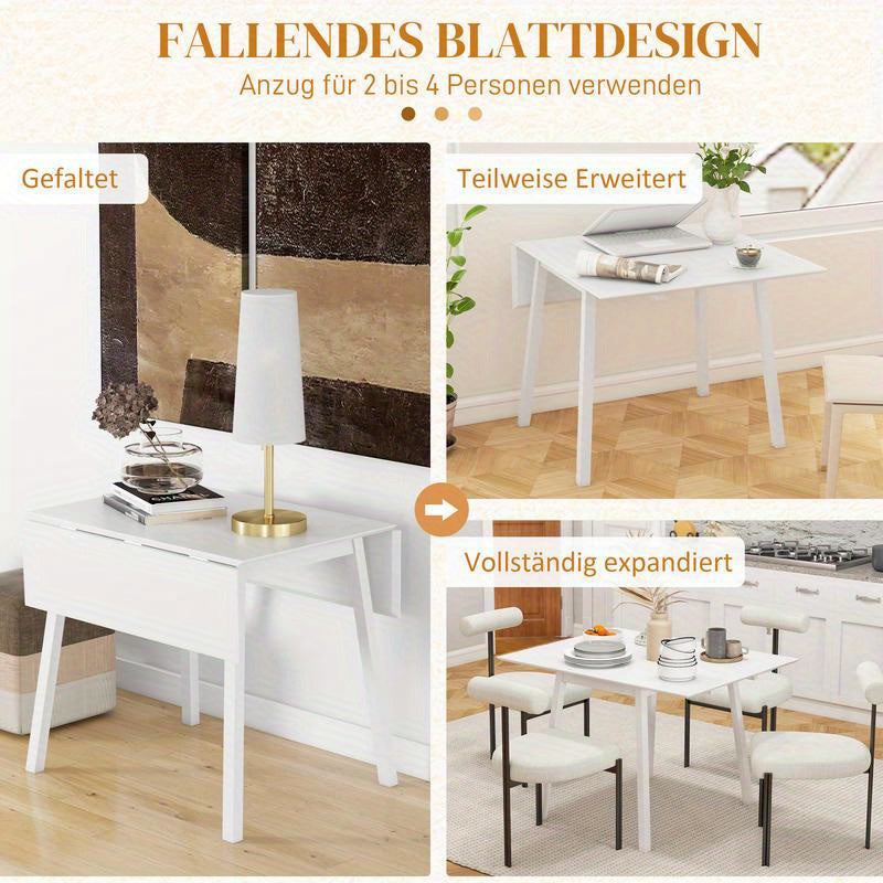 Vouwtafel – Klaptafel – Inklapbare Tafel – Opvouwbare Tafel – Keukentafel – 110x86x75 cm – Wit Landelijk Design