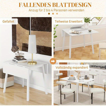 Vouwtafel – Klaptafel – Inklapbare Tafel – Opvouwbare Tafel – Keukentafel – 110x86x75 cm – Wit Landelijk Design