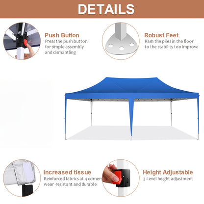 Pop-Up Tent – Partytent – Campingtent – Evenemententent – Vouwtent – 3x6 Meter – 6 Afneembare Zijwanden – Stevige Hexagonale Poten