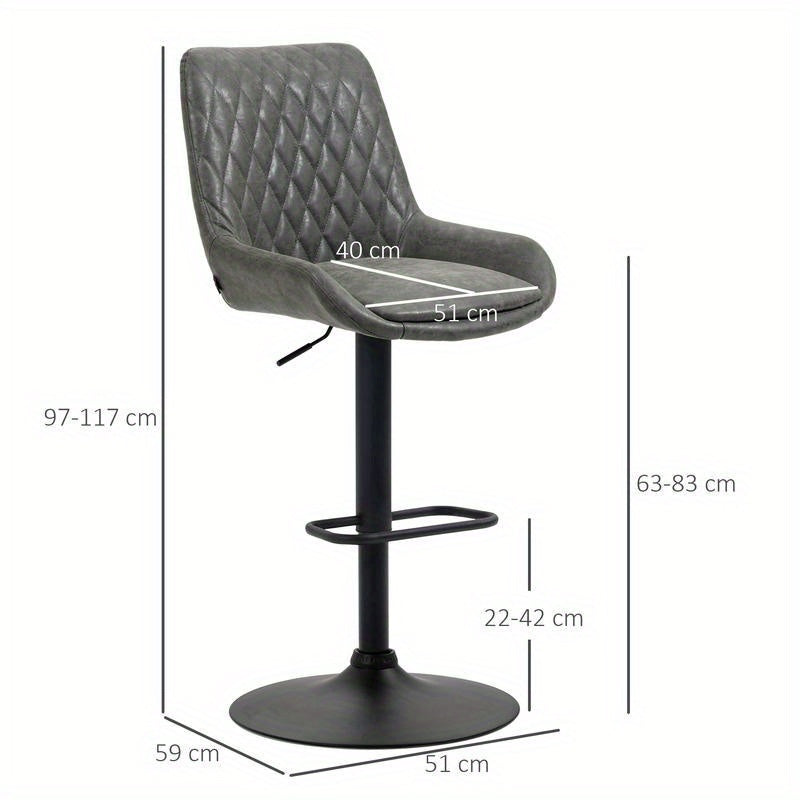 Barstoel Verstelbaar – Barkruk – Barstoelen – Keukenstoel – Hoge Stoel – Met Voetsteun – Donkergrijs Zwart – Hoogwaardig Hardhout Metaal – Comfortabel Ergonomisch