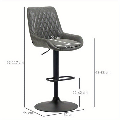 Barstoel Verstelbaar – Barkruk – Barstoelen – Keukenstoel – Hoge Stoel – Met Voetsteun – Donkergrijs Zwart – Hoogwaardig Hardhout Metaal – Comfortabel Ergonomisch