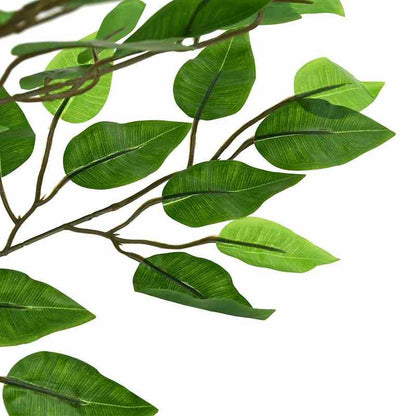 Kunstmatige Ficus – Nepplant – Kunstboom – Sierplant – Kunstboom Binnen Buiten – 200 cm Hoog – 1260 Bladeren – Onderhoudsvrij – UV-bestendig – Zwarte Pot