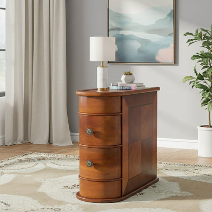 Bijzettafel – Nachtkastje – Sidetable – Banktafel – Salontafel – Compact – 2 Laden – Houtlook Bruin – Geen Montage