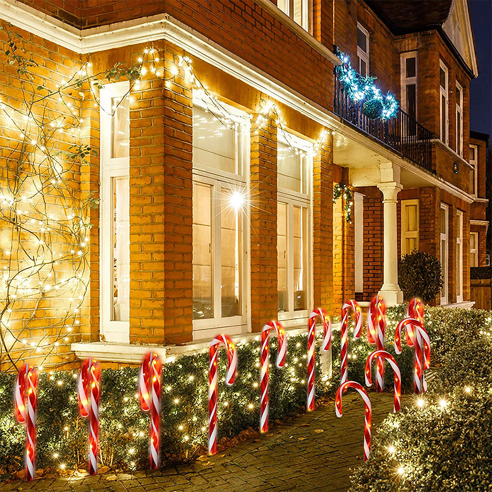 Kerstdecoratie Rode Candy Canes – Kerstversiering Buiten – Outdoor Kerstdecoratie – Tuindecoratie Kerst – Set van 10 – 53 cm Hoog – Weerbestendig Kunststof