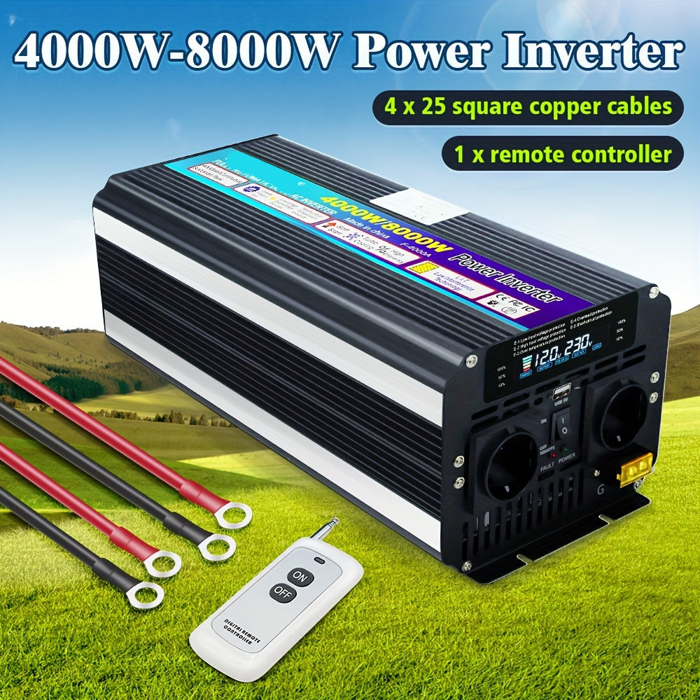 Spanningsomvormer – Omvormer – Stroomomzetter – 12V Naar 230V – 4000W Continu Vermogen – USB Poort – LED Display