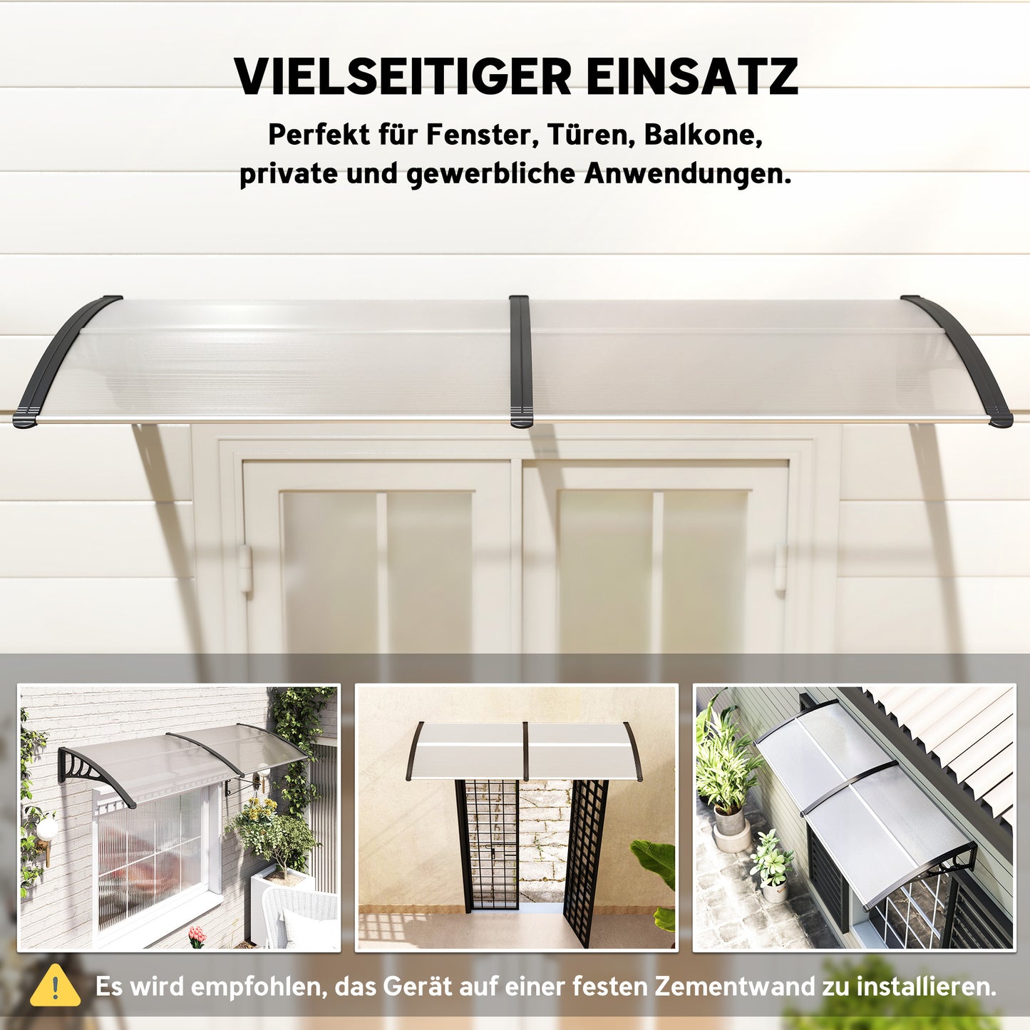 Transparante Overkapping – Deurkap – Zonnescherm – Regenkap – Raamoverkapping – UV-Bescherming – Weerbestendig Polycarbonaat 75x195x23 cm