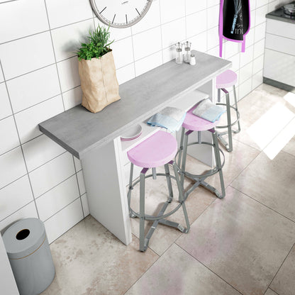 Arila Extendable Table, Book-Style Opening with Extendable Top, Foldable Side Console Table, 120x35x77 cm, White and Cement