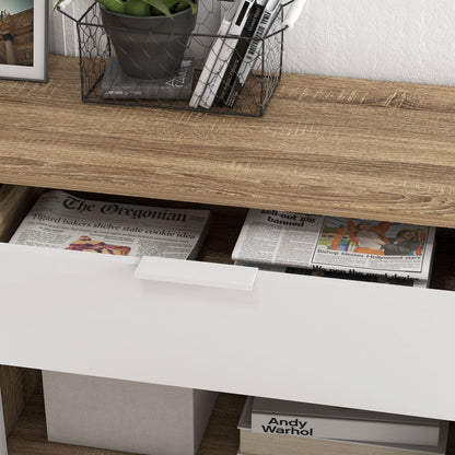 Dressoirkast – Opbergkast – Sideboard – Buffetkast – Servieskast – Wit Met Houten Poten – Verstelbare Planken & Lade – 95x35x85 Cm – Stabiel & Modern Scandinavisch Design