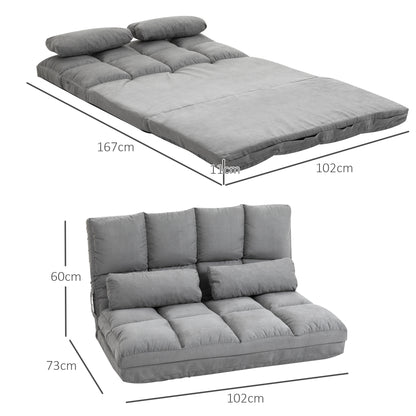 Slaapstoel – Slaapbank – Slaapfauteuil – Zetelbed – Vouwbed – Verstelbare Rugleuning 14 Standen – Suede-achtig Polyester Lichtgrijs – Inclusief 2 Kussens